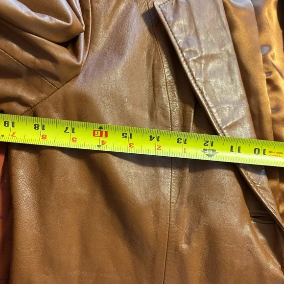 Vintage 70’s 100% Real Leather Tobacco Brown Short Leather Jacket Sm/Med measure - Picture 5 of 8